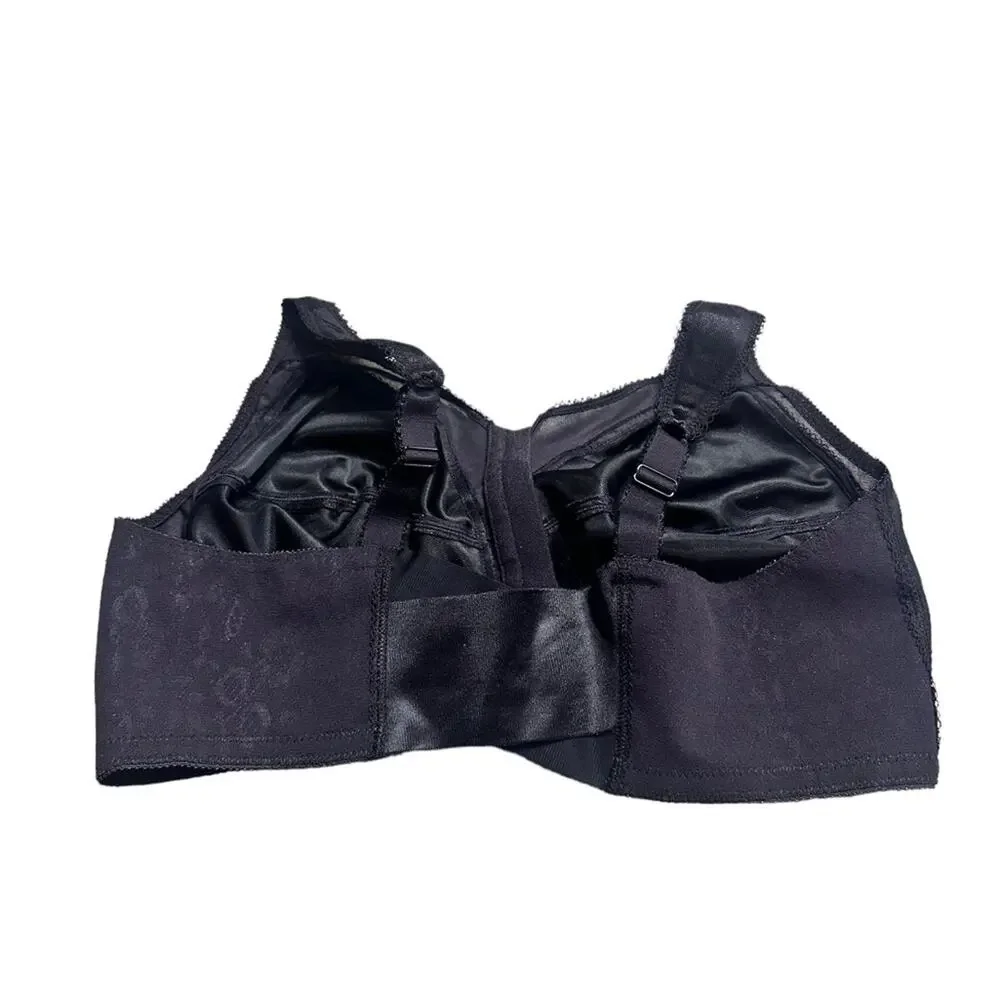 Playtex 18 Hour Wire Free Front Closure Black Bra Size 40DD - Picture 2 of 4